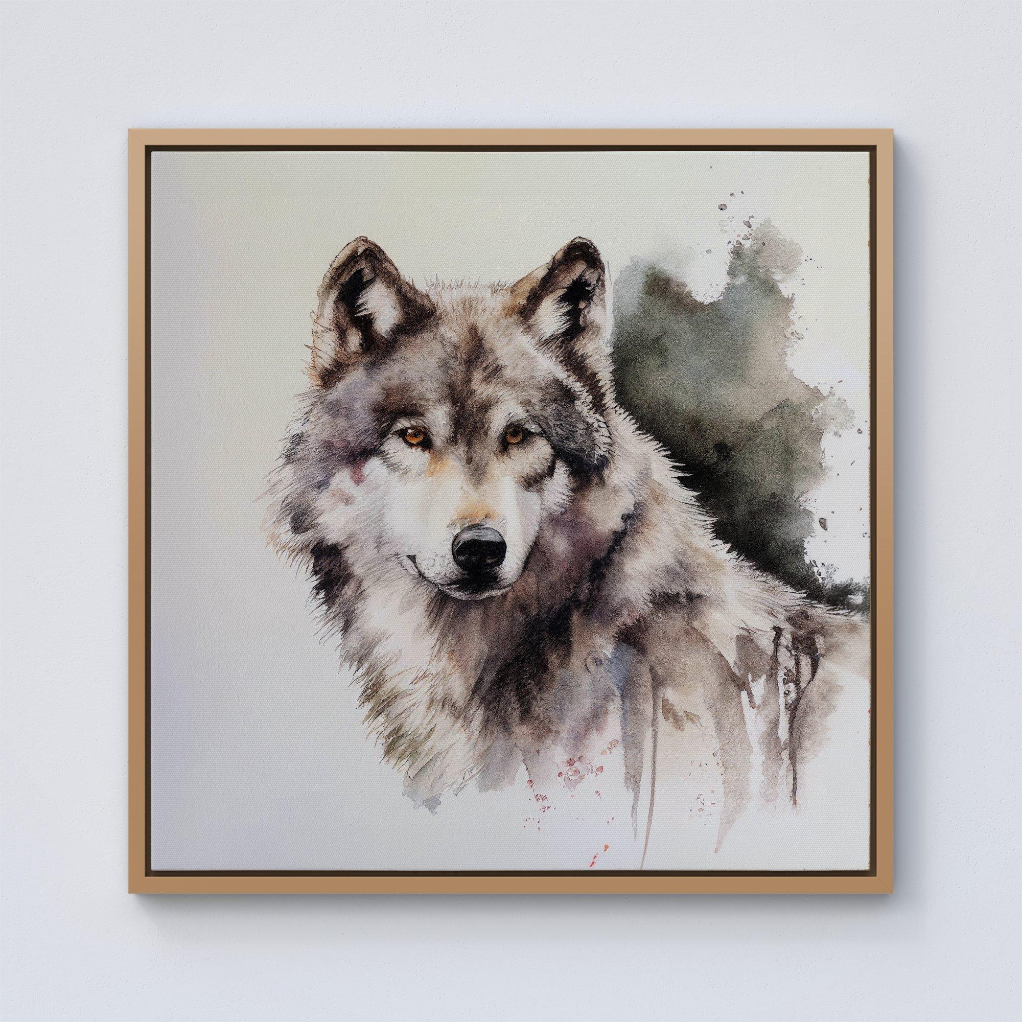 Loyal Wolf Watercolour Framed Canvas
